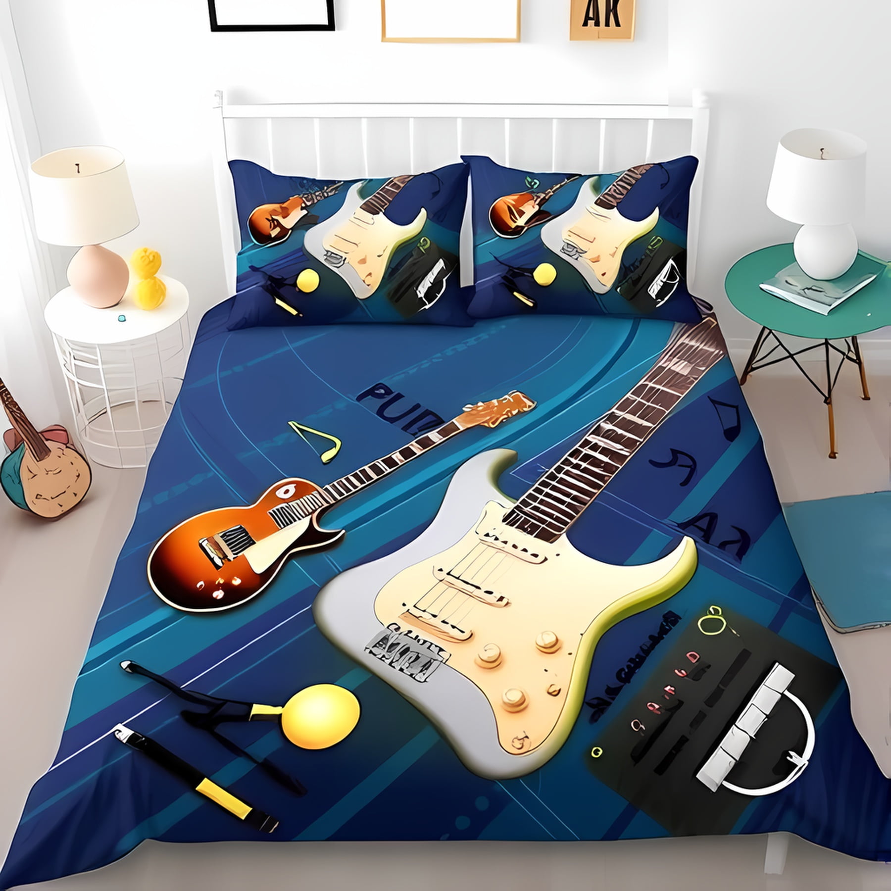 

Comforter Musical Guitar Artistic Bedding For Music Lovers Suitable Children Kids And Adults Warm Soft And Breathable Comforter (quilt)-EU Single(135*200cm)3pcs
