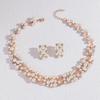 3PC Wedding Season Women's Fashion Imitation Pearl Necklace Earrings Jewelry Set Suitable for Wedding Parties and Festival Gifts
