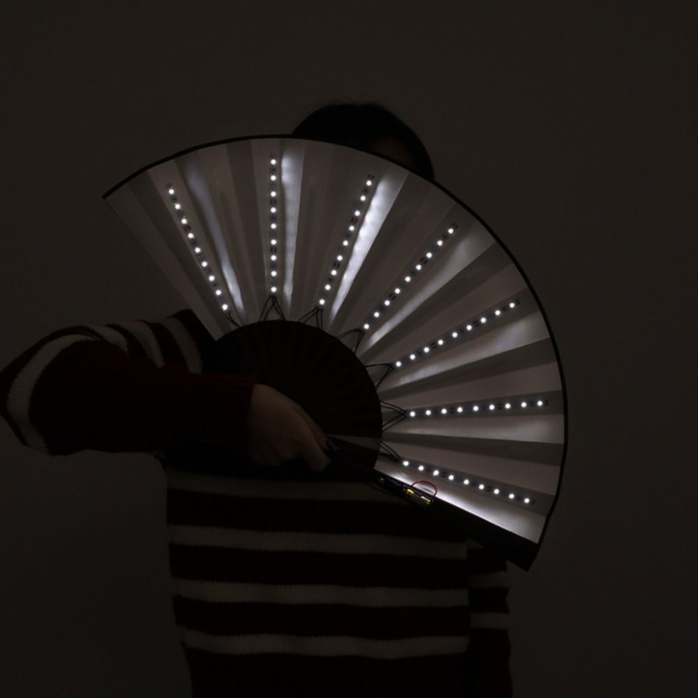 Creative Glow Folding LED Fan Portable Glow In The Dark Dancing Light Fan Festivals Colorful Glowing Hand Fan Party Performance