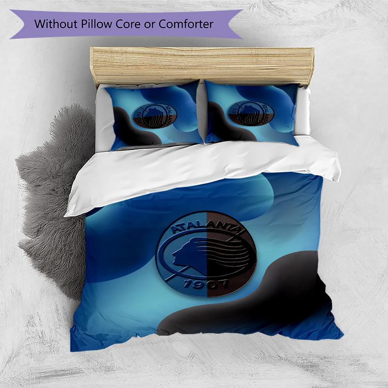 Set Biancheria da Letto Stampato 3 Pezzi Atalanta FC Traspirante Copripiumino con Federe Biancheria da Letto Decorativa per Camera da Letto Casa