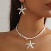 Bohemian Personality Starfish Pendant Earrings Necklace Ladies Beach Vacation Style Jewelry Set Retro Trend Accessories