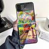 Retro Japanese Sakura Train Cases For Samsung Galaxy Z Flip 4 5 6 7 3 Z Flip7 Flip6 Flip4 Flip5 Flip3 5G Hard Shockproof Fundas