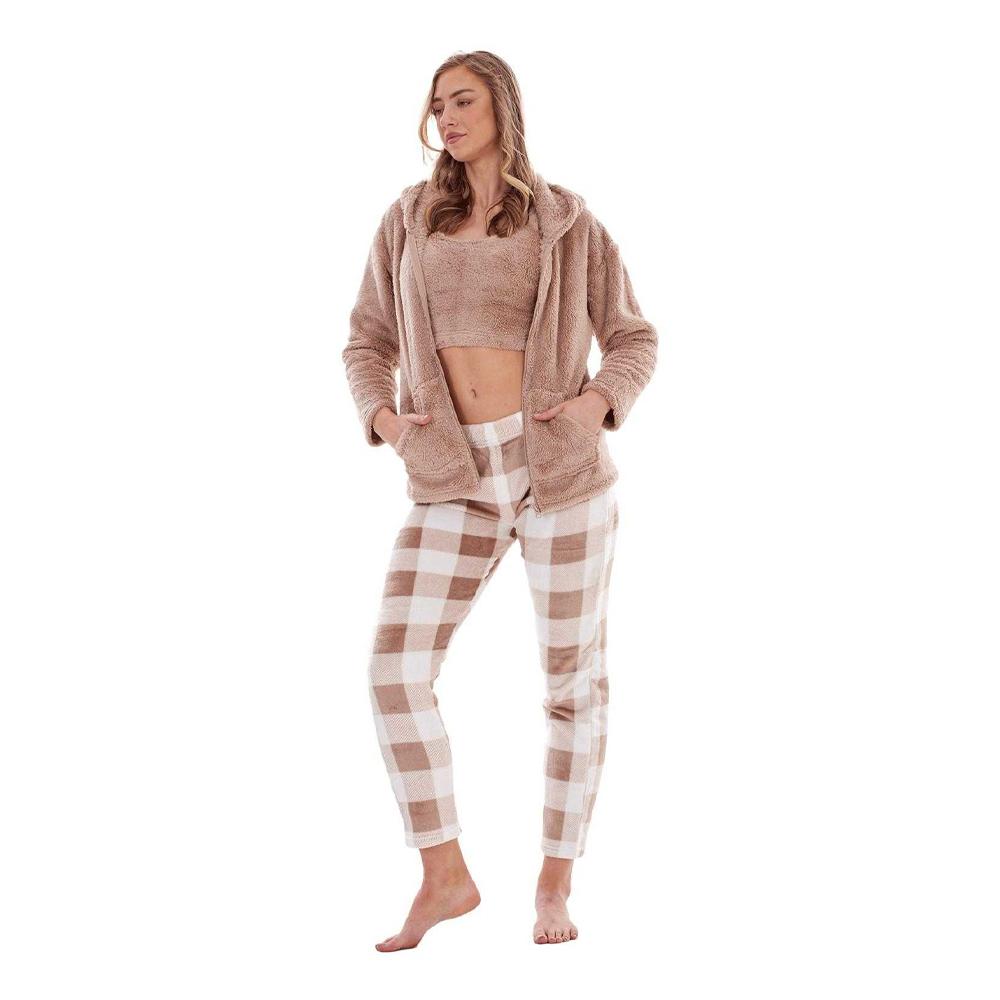 Keanu Womens/Ladies Checked Fleece Long Pyjama Set