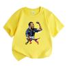 Kids Boys Girls 100% Cotton Crew Neck Short Sleeve T-Shirt, Stylish Football Player Print Casual Sports Tee, Soft Breathable Daily Tops for Children Y