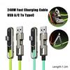 2in1 Portable 240W Fast Charging Cable Phone Tablet Foldable Holder USB A/C To TypeC Data Cable with Folding Bracket For iPhone
