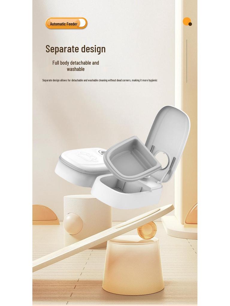 Automatic Double Bowl Pet Feeder for Dogs and Cats - Timed and Quantitative Feeding for Dry and Wet Food