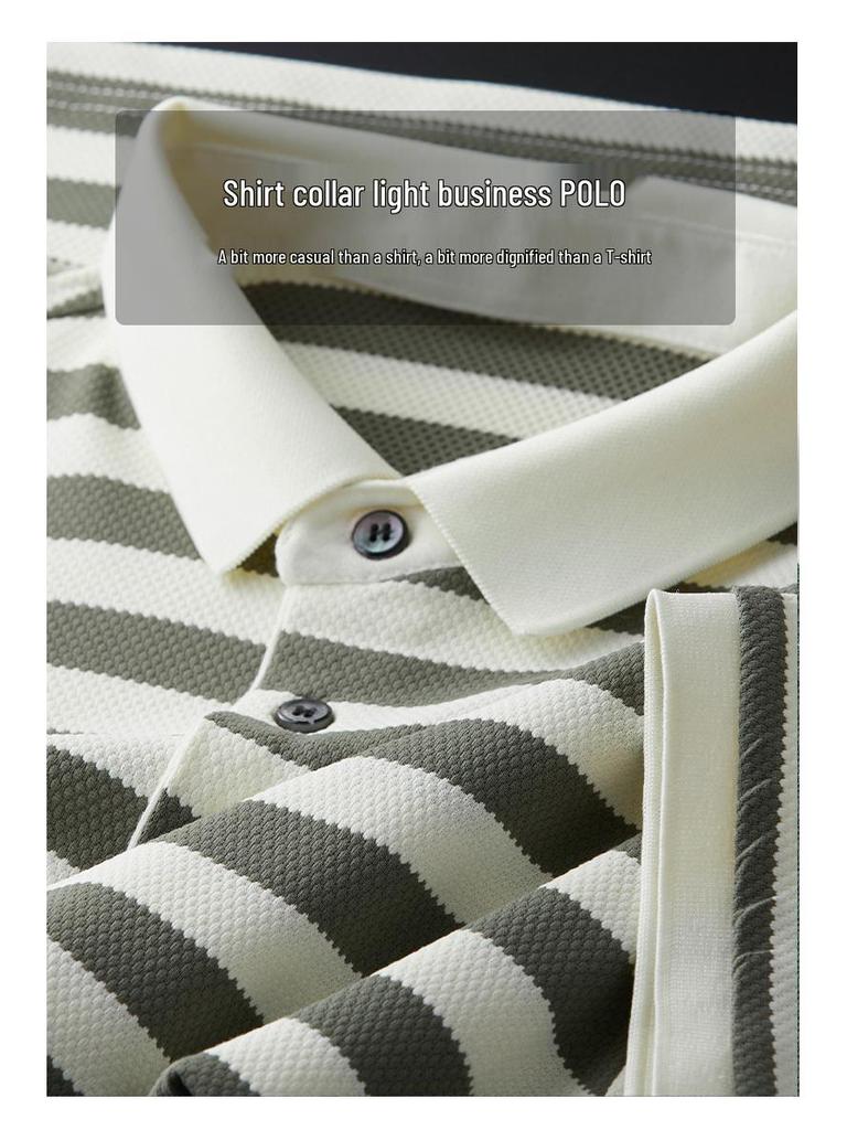 Men's Summer Striped Color Block Polo Shirt - Short Sleeve, Casual, Versatile Lapel T-shirt