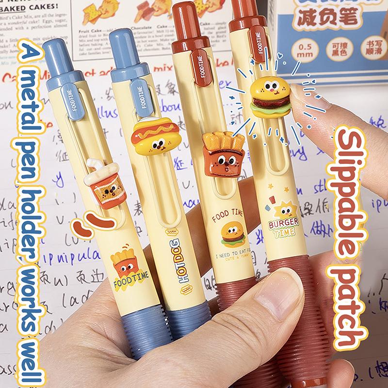 4Pcs/Box Cartoon Erasable Press Gel Pen Quick Drying Neutral Pen 0.5Mm Ballpoint Pen Student Writing Tool Cute Stationery Gift