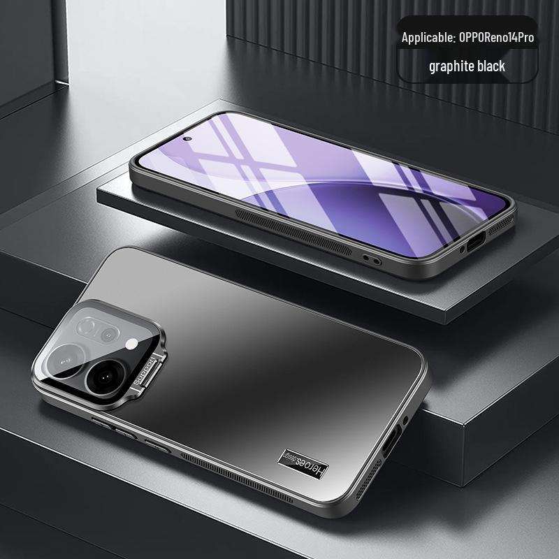 OPPO Reno15 FindX9 Frosted Phone Case: Full Coverage Metal Lens Stand Protective Cover. Reno12