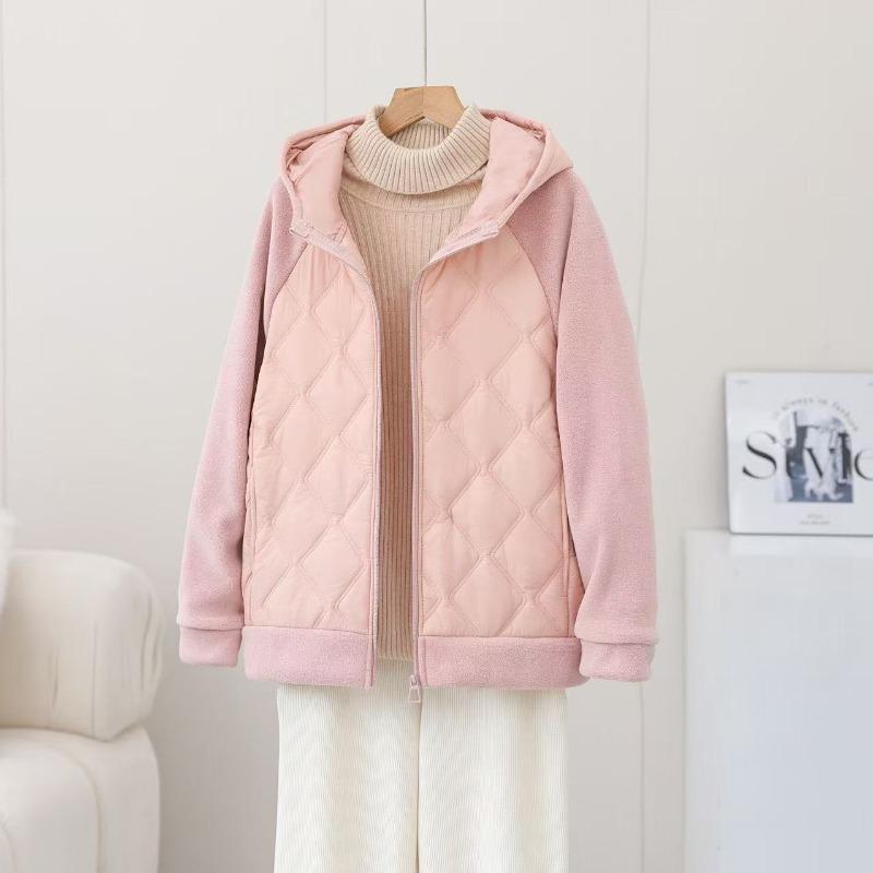 Thin Light Down Cotton Jacket Female Short Coat Autumn Winter Women's Hooded Loose Imitation Lamb Wool Cotton Jacket