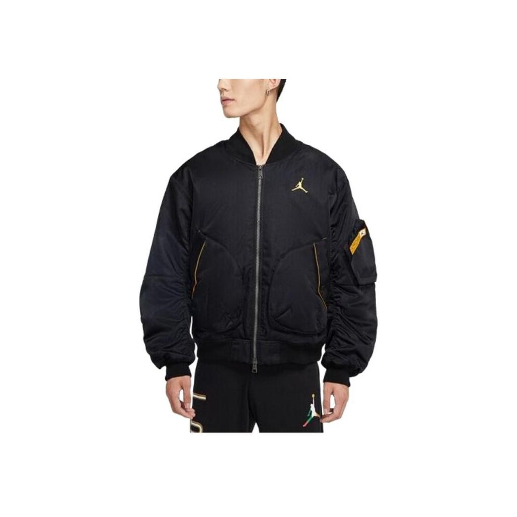 Jordan Ležérní sportovní bunda bomber na zip Podzimní pánská bunda Černá DN3406-010