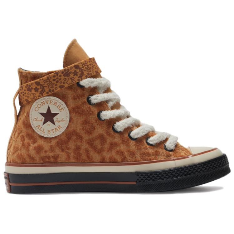 Converse Chuck 70 Fashion Leopard Casual Comfortable High-Top Canvas Shoes Unisex Sneakers Tan A08161C