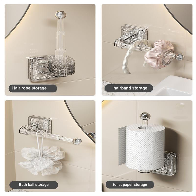 Wall Mounted Storage Rack Retractable Coat Towel Rack Toilet Paper Holder Hanger Multi-Purpose Jacket L-Shaped Telescopic Design