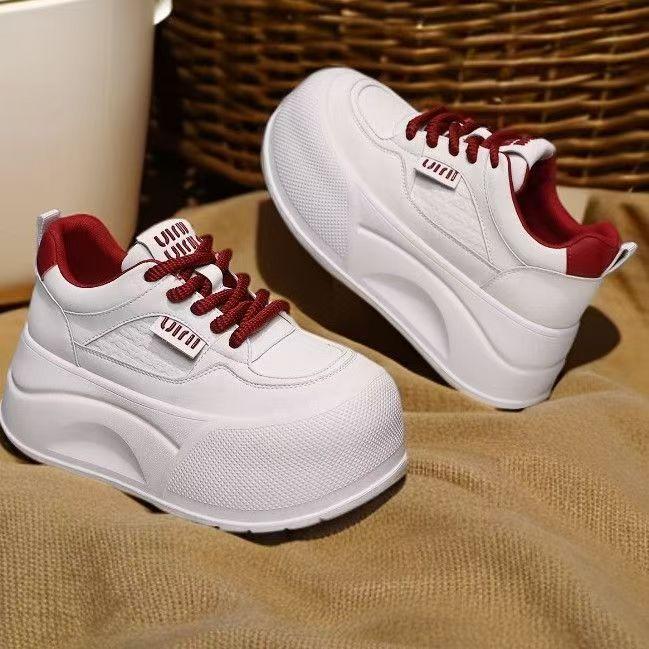 Thick sole heightening spring and autumn muffin board shoes casual sports bread shoes velvet