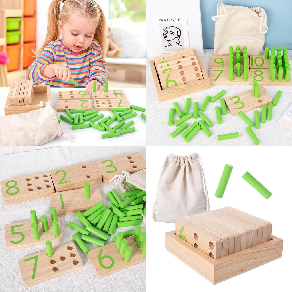 Wooden Math Learning Toy For Kids With Number Pairing And Counting Practice