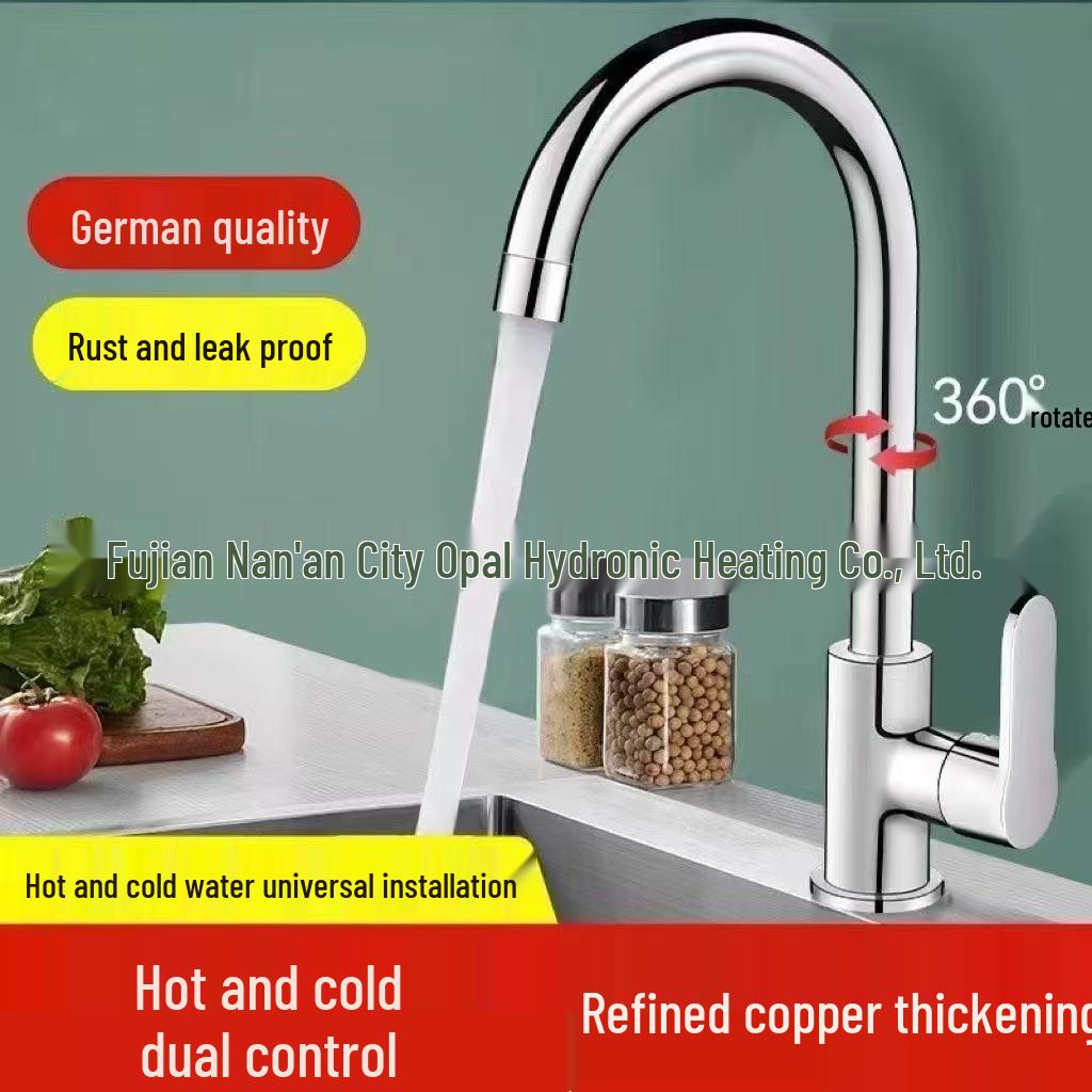 

Stainless Steel 2-in-1 Kitchen Faucet: Hot & Cold Sink, Dishwashing & Vegetable Washing Basin