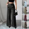 High Waist Pants Comfortable Breathable Slim Fit Straight Leg Trousers Versatile Fashionable Commuting Pants Vacation Travel Work School Daily Wear