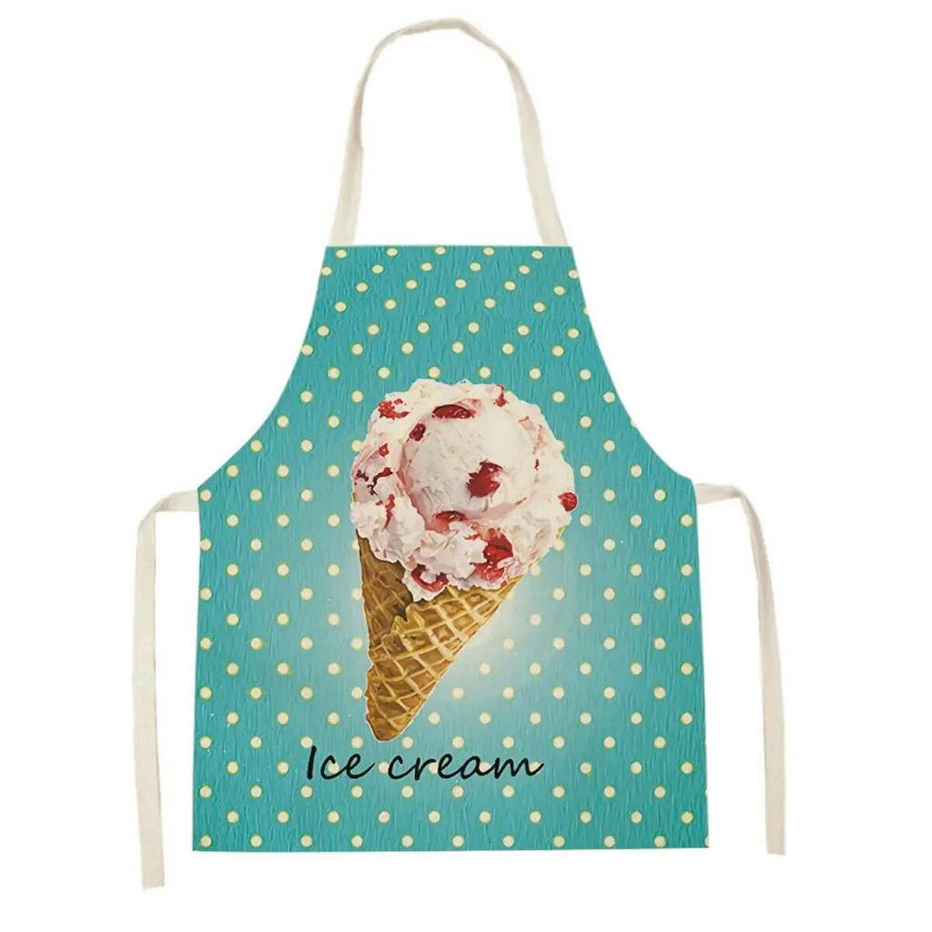 Avocado Burger Pattern Apron Cotton Linen Ladies Home Cooking Cleaning Barbecue Apron Restaurant Sleeveless Apron