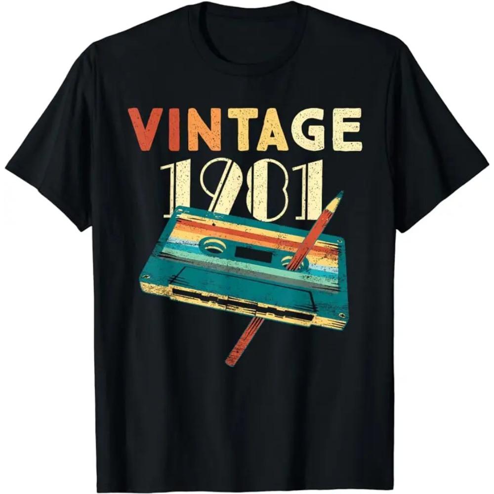 T-shirt Classique Vintage Chic Homme 42 Ans Édition Limitée Été Cadeau d'Anniversaire pour 1981 T-shirt Imprimé Personnalisé Vêtements Homme