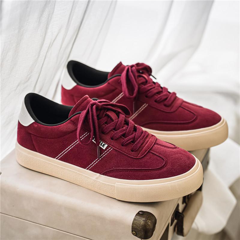 

2025 new vulcanized low-top men s shoes niche design trend sports and leisure leather board shoes 7985 39 бордовый