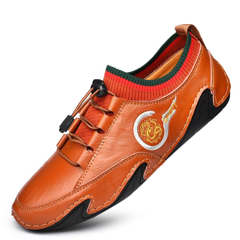 

Новая обувь, мужские весенние и летние дышащие лоферы, мужская повседневная кожаная обувь, обувь для вождения, мужская обувь из натуральной кожи, модная 46 коричневый