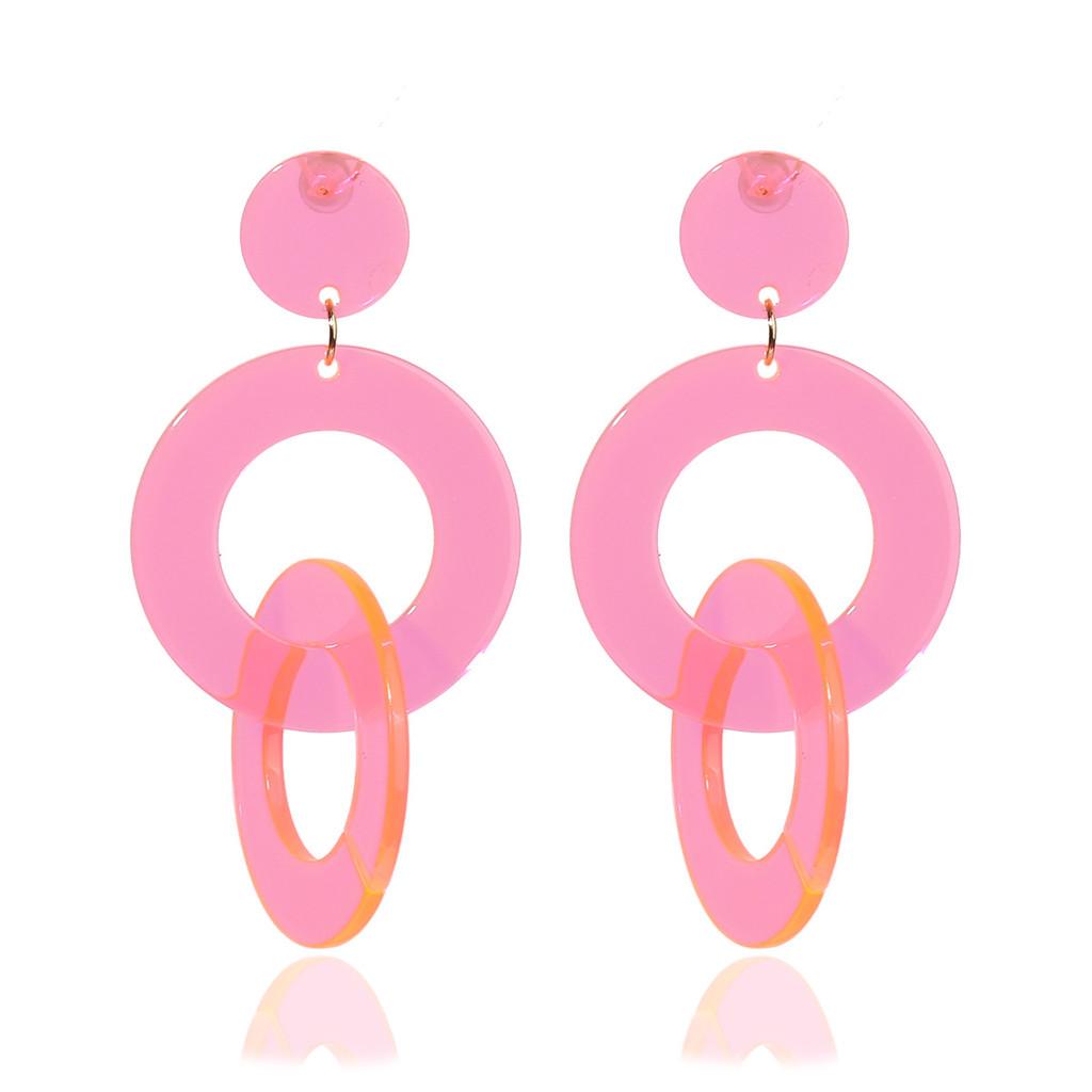 

Geometric Acrylic Earrings With Fluorescent Color For Party And Wear Celebration розовый