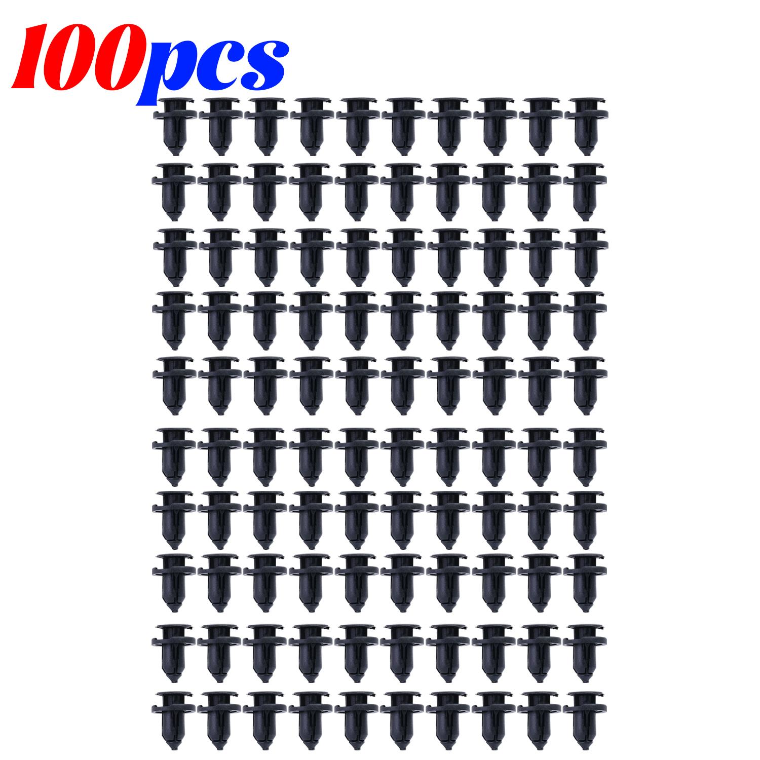 8mm Black Automotive Bumper Clips PP Door Panel Fender Liner Retainers Buckle Auto Leaf Panel Rivet Mudguard Fastening Clamp 100pcs