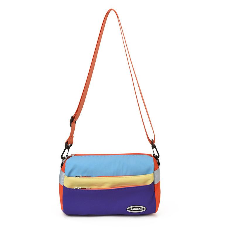 Canvas Color Block Crossbody Bag With Zipper Closure For Urban Casual Style