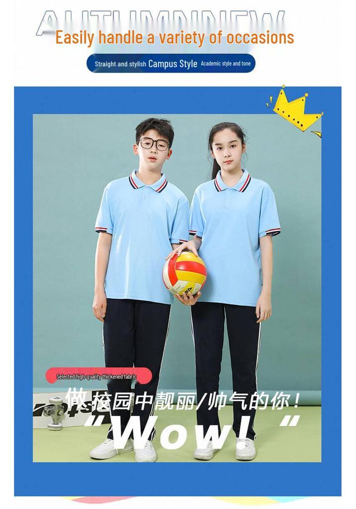Summer Short Sleeve School Uniform T-shirt Set for Middle and High School Students - Boys and Girls Sportswear