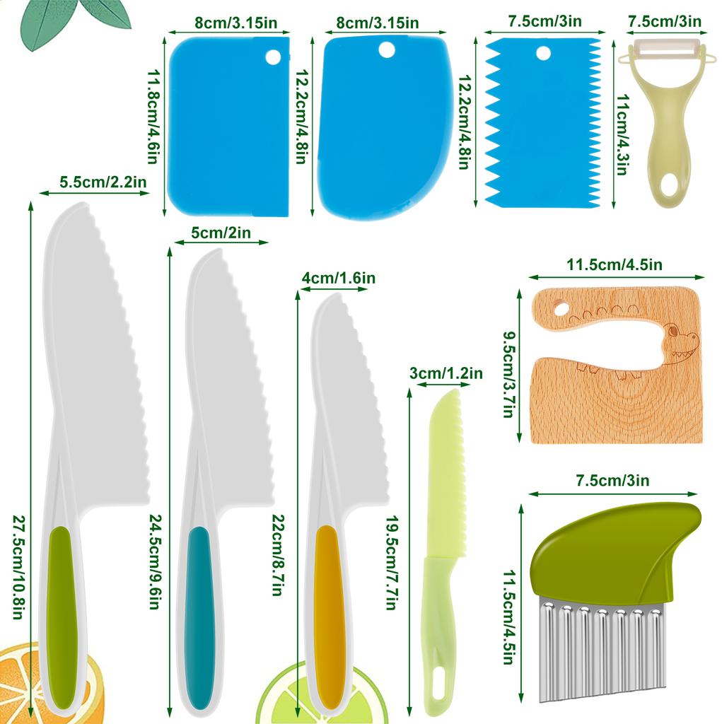 Kids Cooking Cutter Set Baking Knife Toddler Wooden Cutter Plastic Fruit Knives Children's Cooking Tool Knives Kitchen Supplies