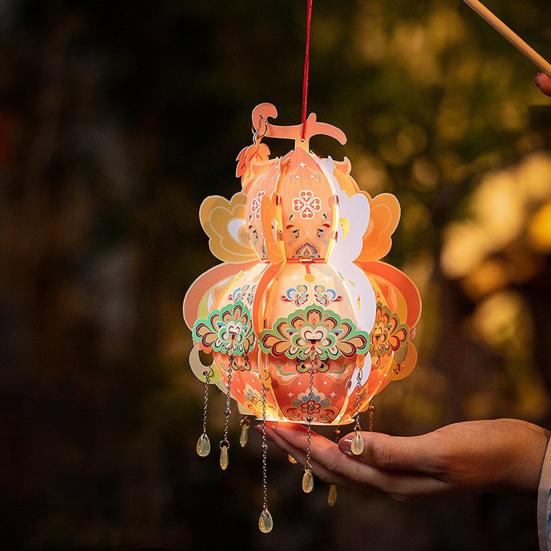 Håndlaget kalebasslykt Håndholdt kinesisk nyttår DIY Lysende blomsterlys for midt-høstfestivalen Hanfu Cosplay Bryllupsdekor