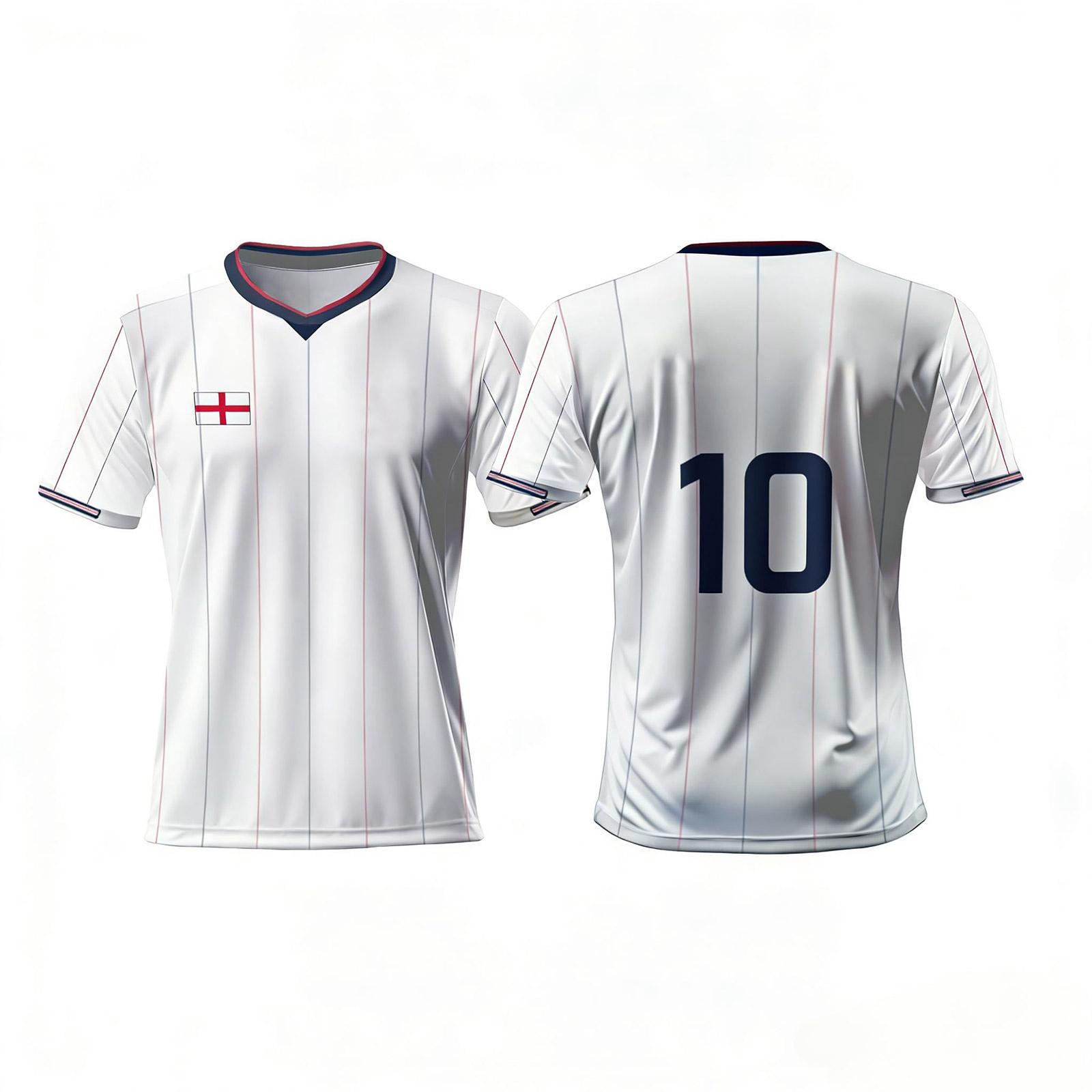 

Men’s Short Sleeve Soccer Jersey with Number 10 and Flag Print Athletic V Neck Team Uniform Top L белый