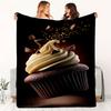 Chocolate cake pattern Flannel printed blanket suitable for all seasons suitable for living room office sofa and travel
