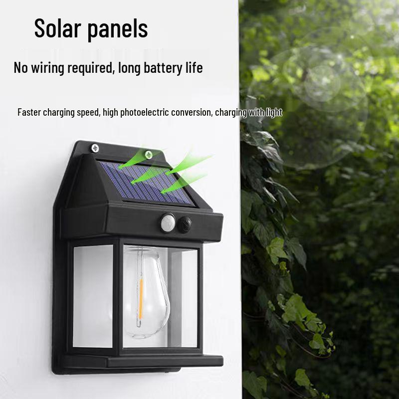 Solar Outdoor Wall Lamp with Motion Sensor - Warm Light for Garden, Courtyard, Balcony