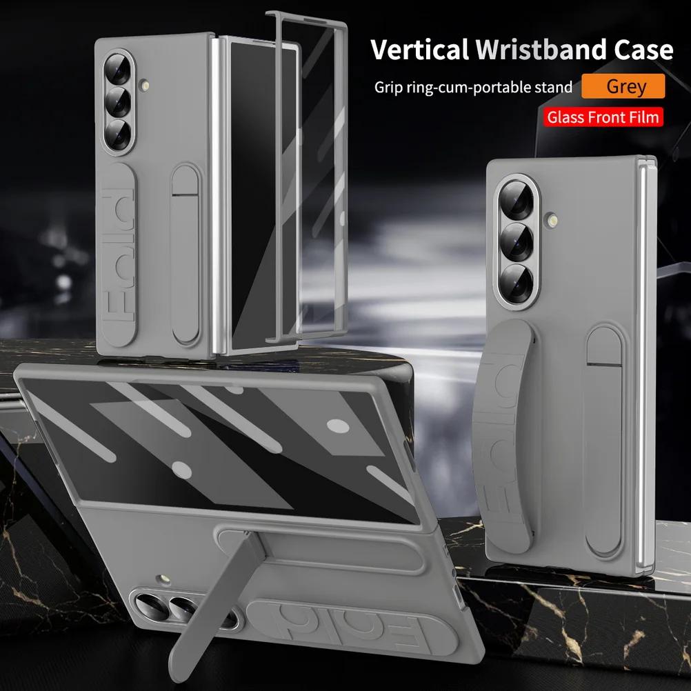 Lyxigt handledsband Bärbar stativhållare Multifunktionellt phone case för Samsung Z Fold 7 6 5 4 3 Stötsäkert Skyddande baksidesskydd