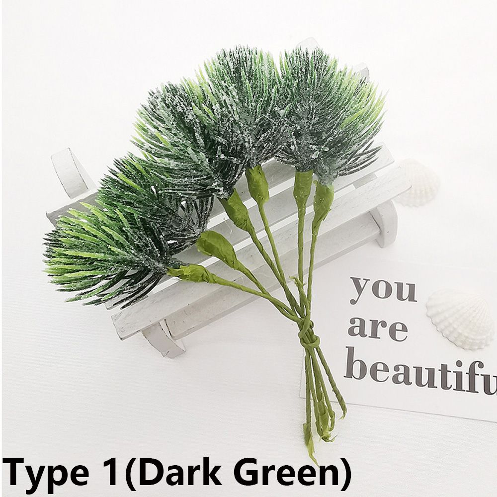 6PCS/Bundle DIY Xmas Ornament Home Decor Pine Artificial Flowers Simulation Plants Faux Grass