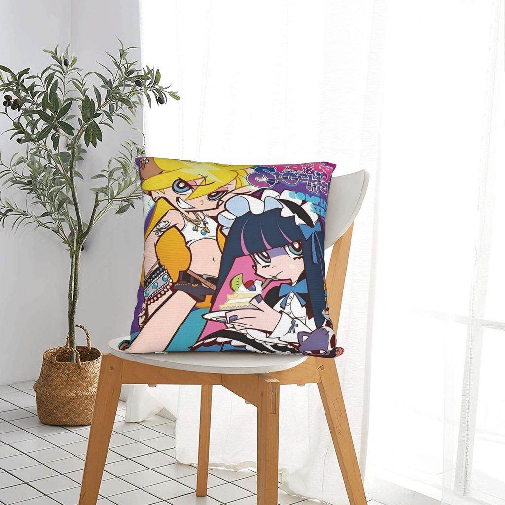 Panty Stocking with Garterbelt Square Pillow Case Cartoon Cushion Covers Custom Zipper Decor Pillowcase for Living Room 40x40cm