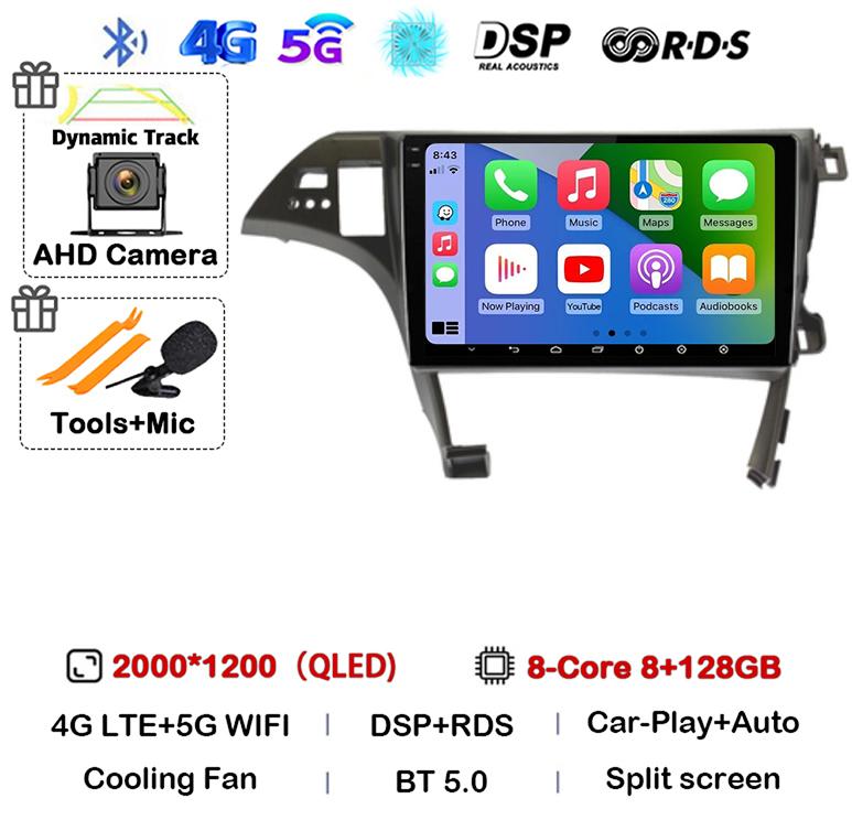 Android 14 Carplay Auto For Toyota Prius XW30 2009 2010 2011 2012 2013 2014 2015 Car Radio GPS Stereo Multimedia Player BT DSP