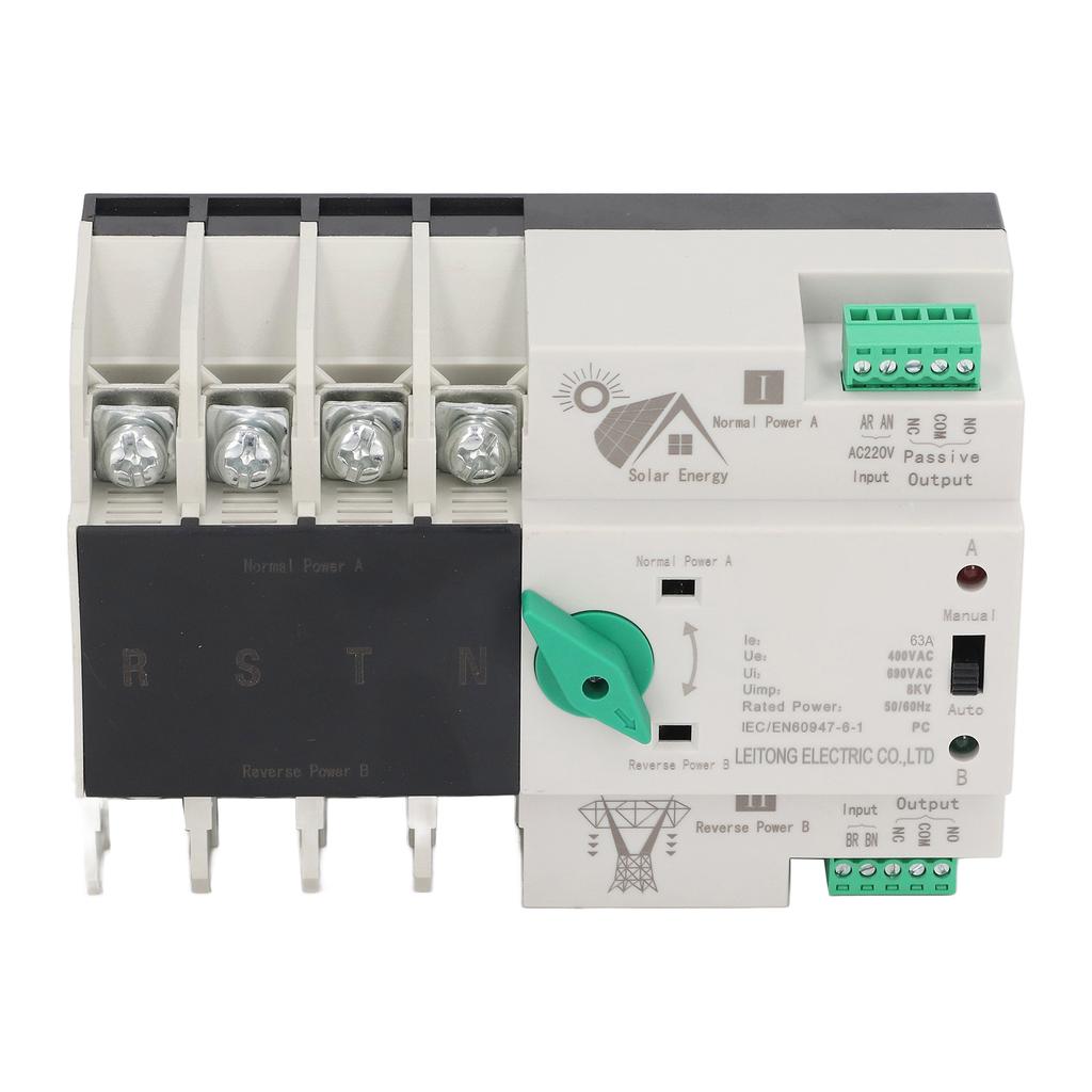 Dual Power Automatic Transfer Switch 4P Millisecond Circuit Fast Controller PV to Mains AC220V