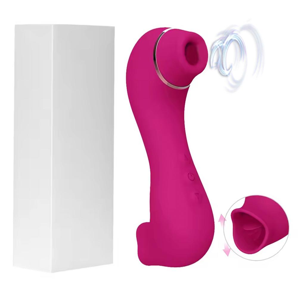 2 In 1 Suction Tongue Licking Vibrator G-Spot Clitoral Vacuum Stimulator Female Masturbation Toy Nipple & Clitoral Suction Cup Women's Sex Toy