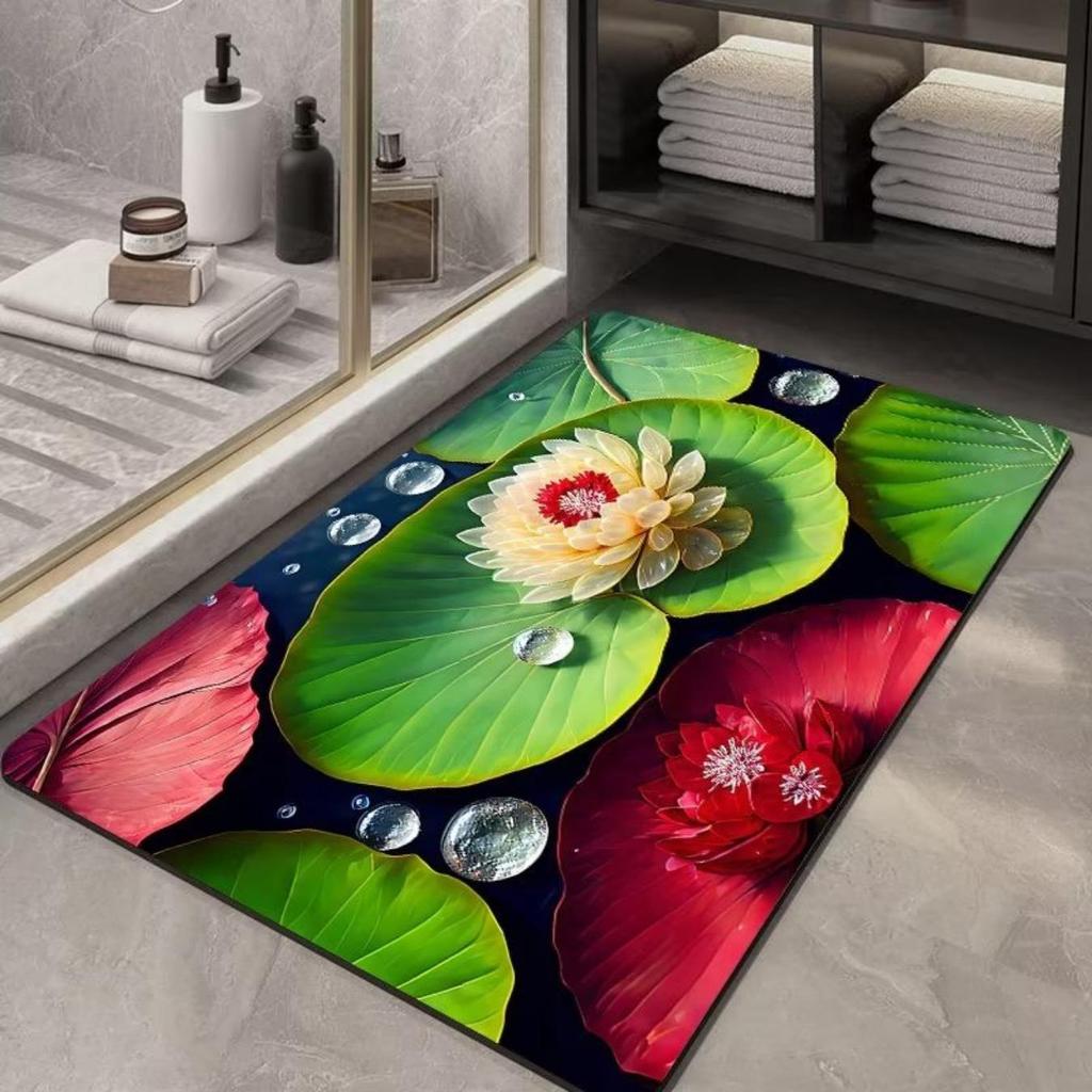 Diatom Printing Bathroom Thickening Mat Bath Non-slip Carpets In Wash Basin Bathtub Side Floor Rug Shower Room Doormat Memory Foam 3D Pad