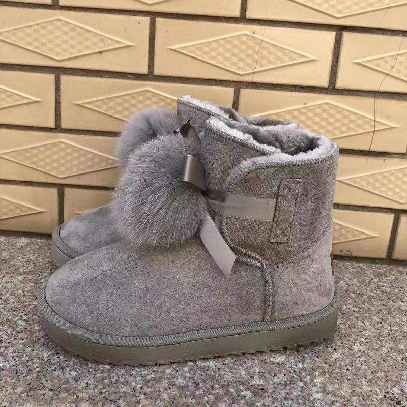 High Quality Women Natural Real Fox Fur Snow Boots Genuine Leather Fashion Women Boots Warm Female Winter Shoes