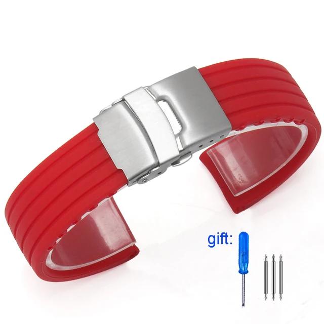 Safety buckle rubber watch strap Men 20 22mm For Seiko PROSPEX SKX007 Water Ghost Abalone Casio MDV-106 Silicone soft Watchbands