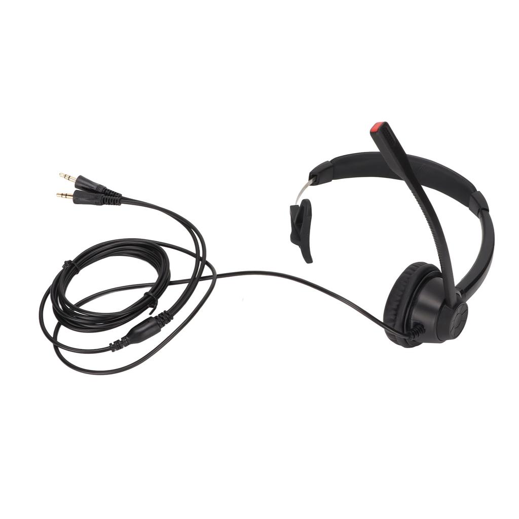 Telephone Headset Noise Cancelling Comfortable Single Ear Communication Headset for PC Computers Black