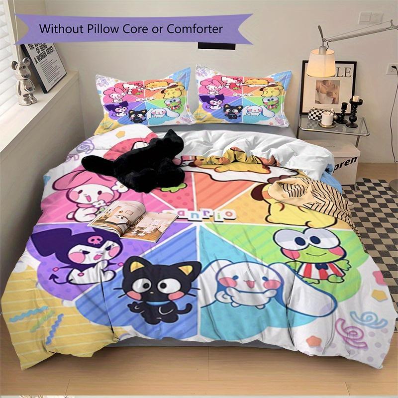 3pcs Sanrio Characters Breathable Polyester Bedding Set Soft Duvet Cover and 2 Pillowcases,Suitable for All Seasons, 082645b