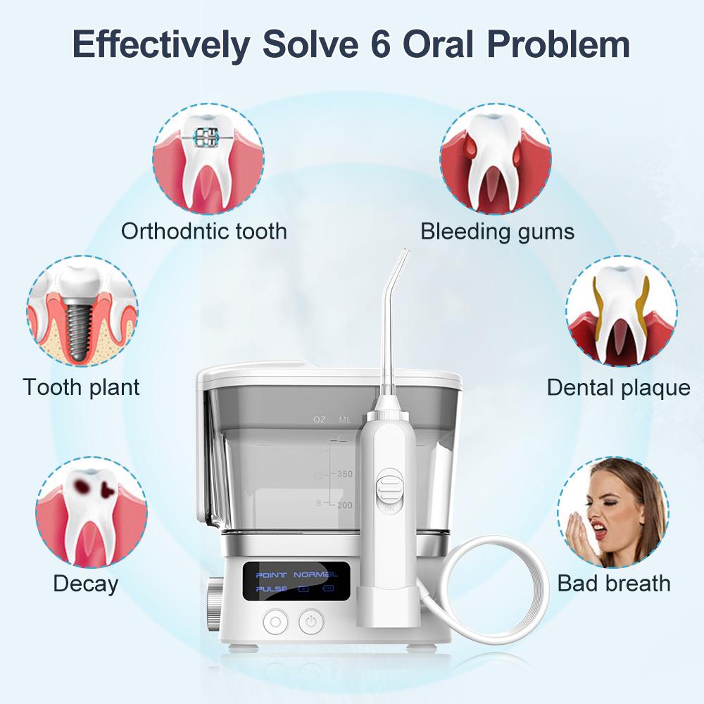 Irrigateur buccal électrique 600 ml, hydropulseur dentaire pour usage domestique, fil dentaire portable de table pour usage domestique