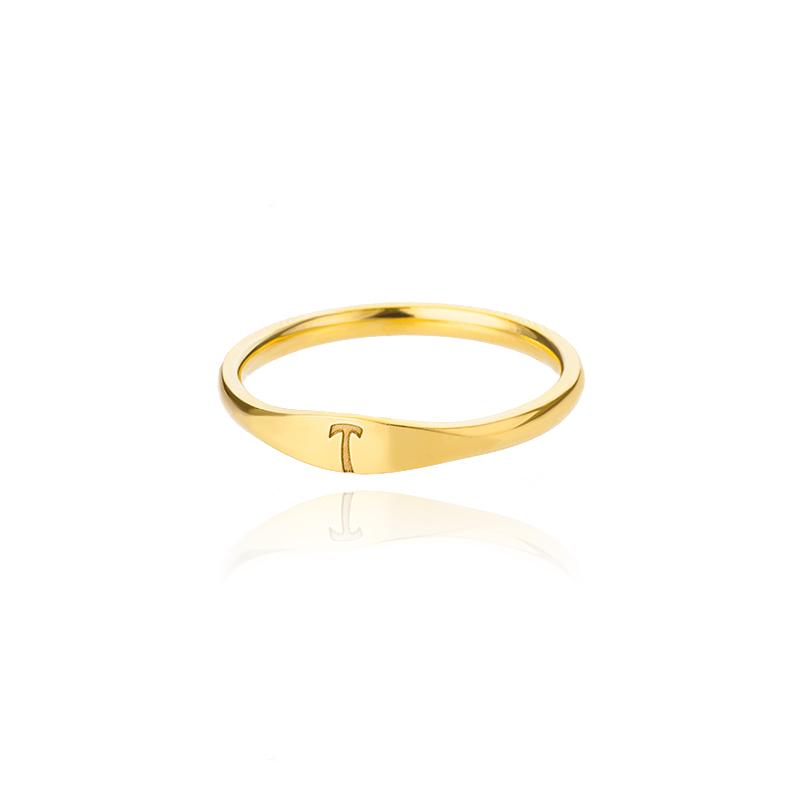 Winzige Initialen Ringe Für Frauen Mode A-Z Buchstabe Finger Edelstahlring Ästhetischer Ehering Geschenk Bijoux Femme