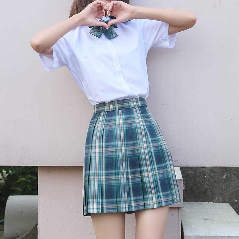 

Лесное послание: Японская клетчатая мини-юбка плиссе с высокой талией JK M