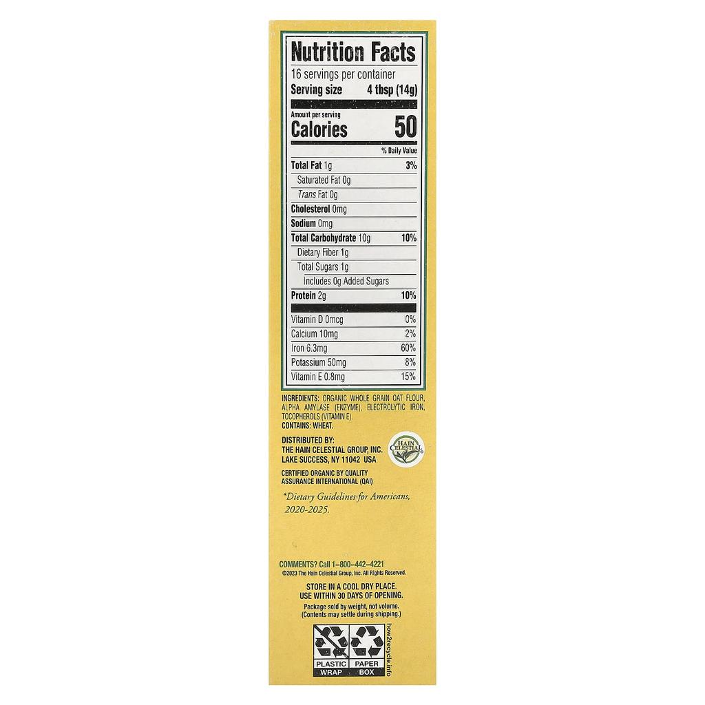 Earth's Best Organic Whole Grain Oatmeal Cereal, 8 Oz (227 G)