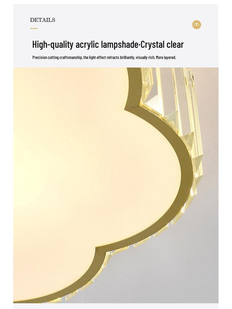 Modern Minimalist Round LED Crystal Ceiling Light for Bedroom, Living Room, Dining Room, and Study